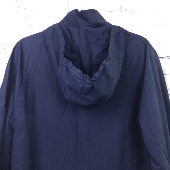 London Fog Hooded Minimalist Preppy Lightweight Casual Blue Full Zip Coat Size 8 - Picture 5 of 11